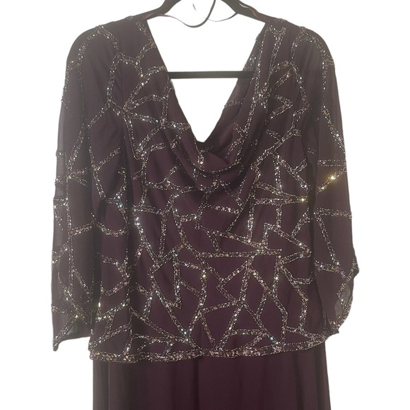 J Kara women’s three quarter sleeve Hand made beaded dress color Wine Size 14 - Picture 5 of 13